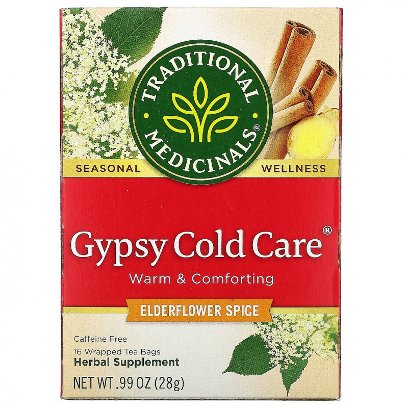Traditional Medicinals, Seasonal Teas, Gypsy Cold Care, Naturally Caffeine Free, 16 Wrapped Tea Bags, .99 oz (28 g)