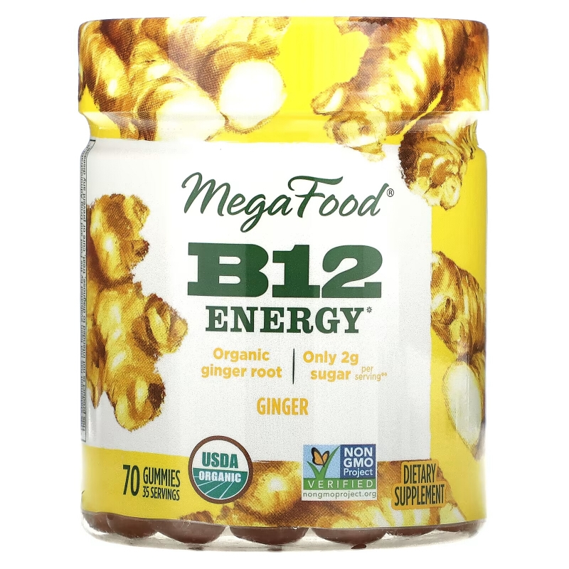 MegaFood, B12 Energy, Ginger, 70 Gummies