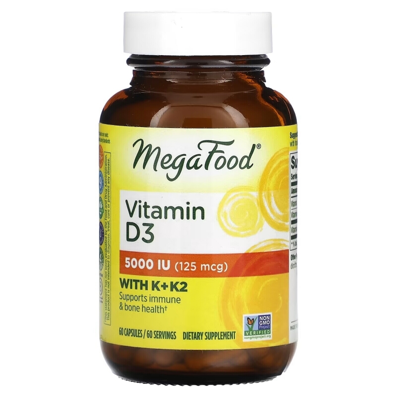 MegaFood, Vitamin D3, 125 mcg (5,000 IU), 60 Capsules