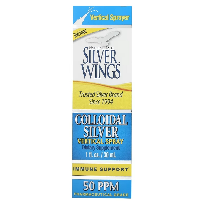Natural Path Silver Wings, Colloidal Silver Vertical Spray, 50 PPM, 1 fl oz (30 ml)