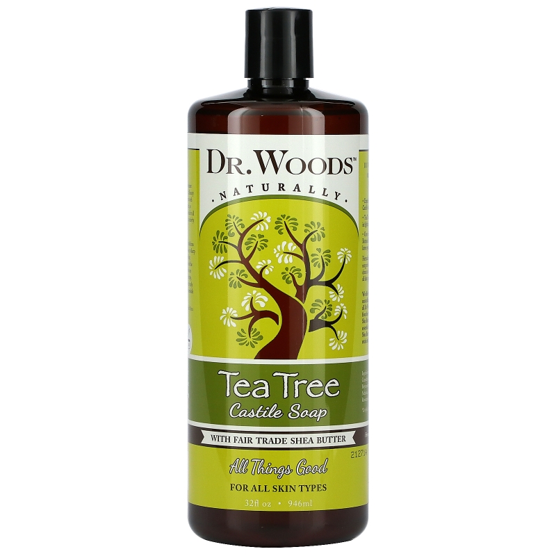 Dr. Woods Чистое кастильское мыло с маслом чайного дерева и натуральным маслом дерева ши 32 жидких унции (946 мл)