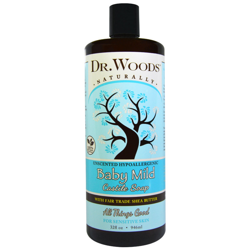 Dr. Woods "Взгляд ши"  Мягкое кастильское мыло для детей, для увлажнения кожи и гипоаллергенное, без запаха 32 жидких унции (946 мл)