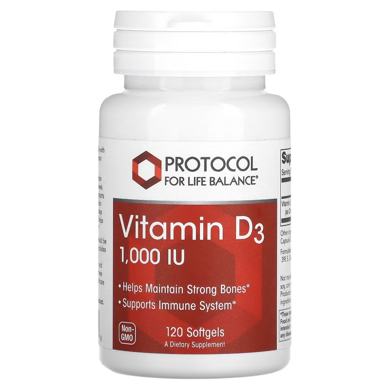 Protocol for Life Balance, Vitamin D3 , 1,000 IU, 120 Softgels