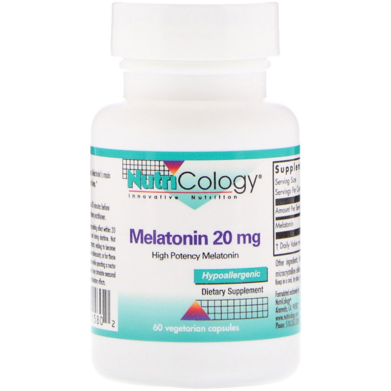 Nutricology Мелатонин 20 мг 60 растительных капсул