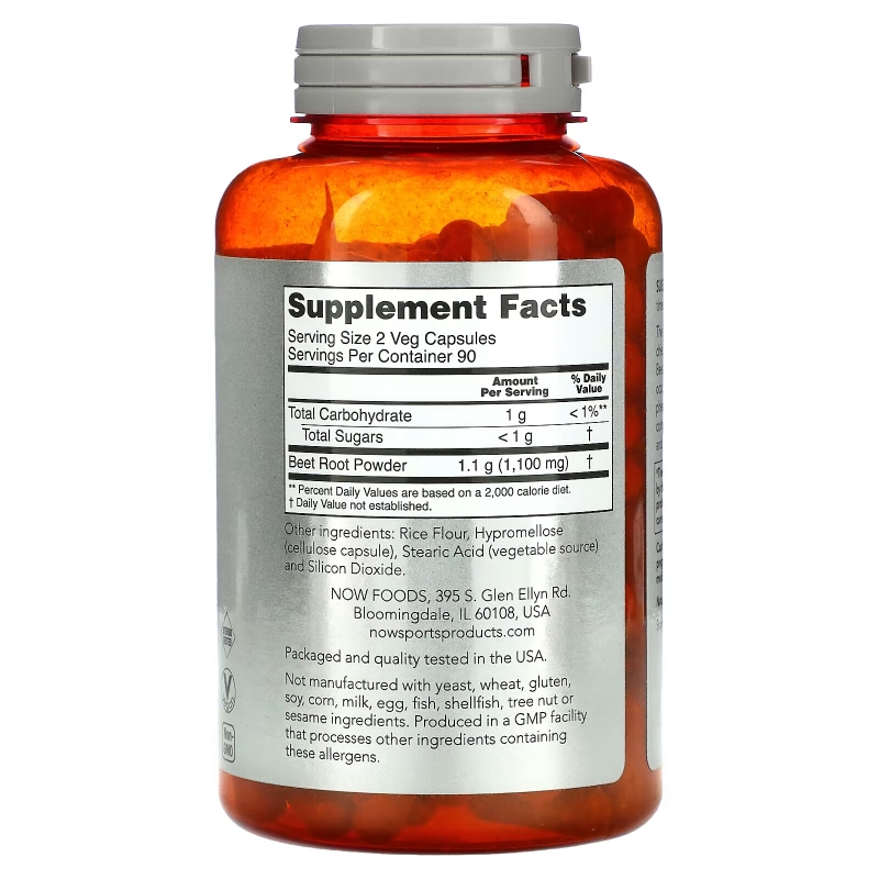NOW Foods, Sports, Beet Root, 550 mg, 180 Veg Capsules