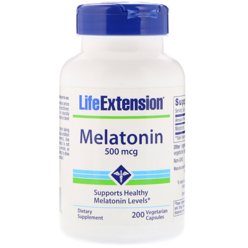 Life Extension Melatonin 500 mcg 200 Veggie Caps