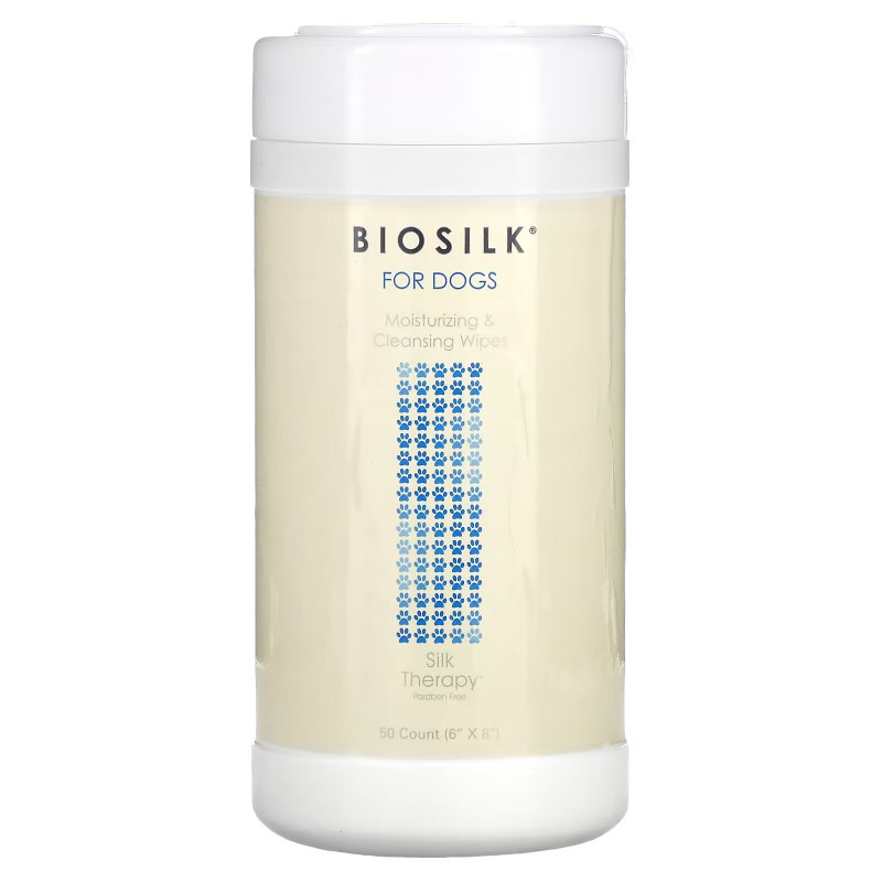 Biosilk, Silk Therapy, Moisturizing & Cleansing Wipes for Dogs, 50 Count