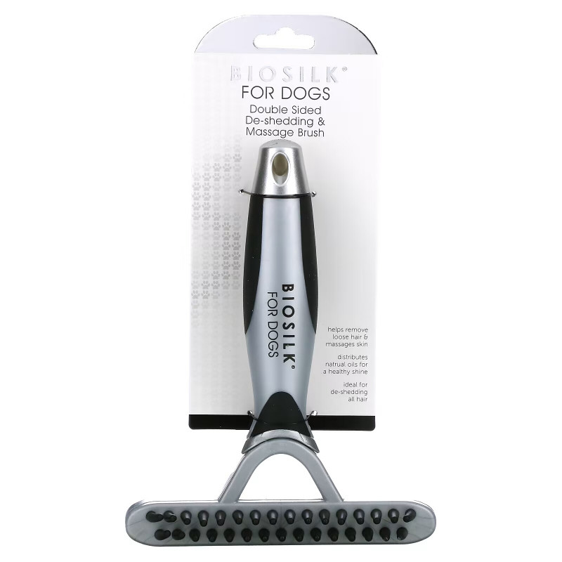 Biosilk, Double Sided De-Shedding & Massage Brush For Dogs, 1 Brush