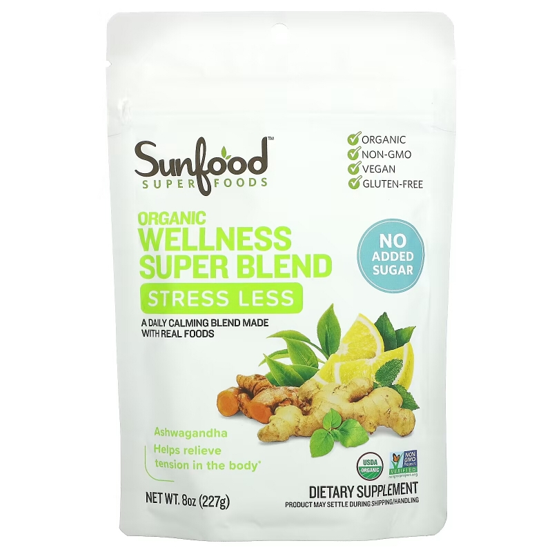 Sunfood, Organic Wellness Super Blend, Stress Less, 8 oz (227 g)