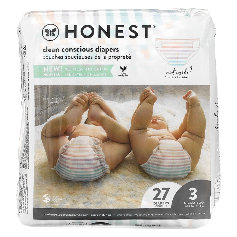 The Honest Company, Honest Diapers, Size 3, 16-28 Pounds, Rose Blossom, 27 Diapers