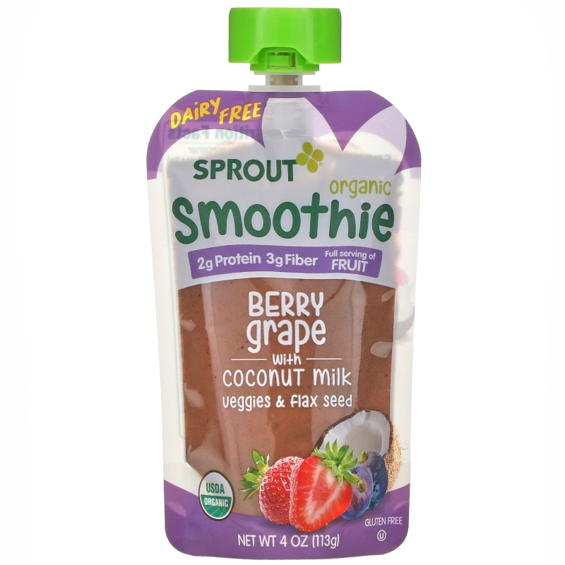 Sprout Organic, Smoothie, Berry Grape with Coconut Milk, Veggies & Flax Seed, 4 oz ( 113 g)