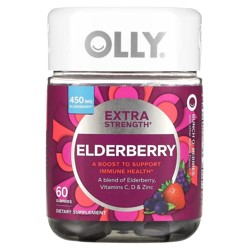 OLLY, Elderberry, Extra Strength, Bunch O' Berries, 225 mg, 60 Gummies