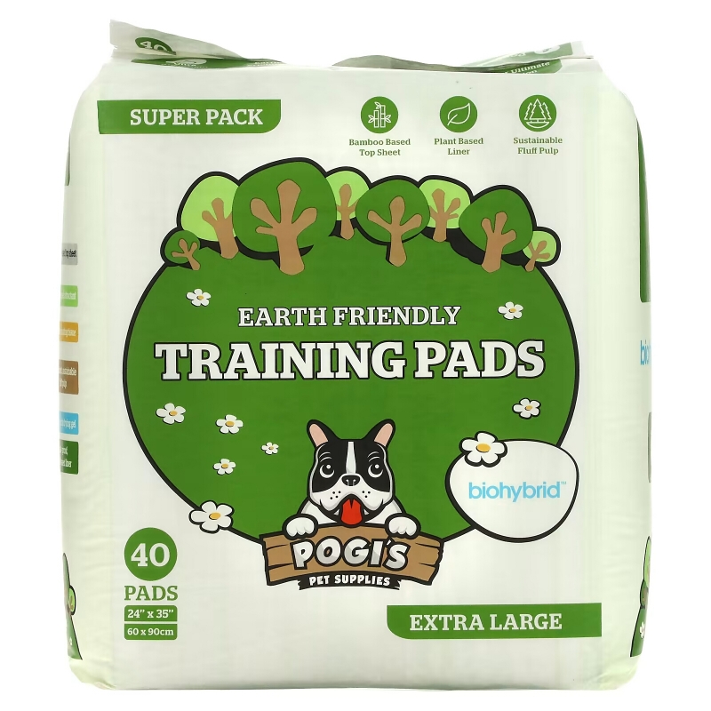 Pogi's Pet Supplies, Earth Friendly Training Pads, очень большие, 40 шт.
