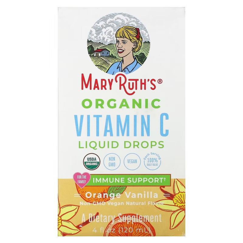 MaryRuth Organics, Organic Vitamin C Liquid Drops, Orange Vanilla, 4 fl oz (120 ml)