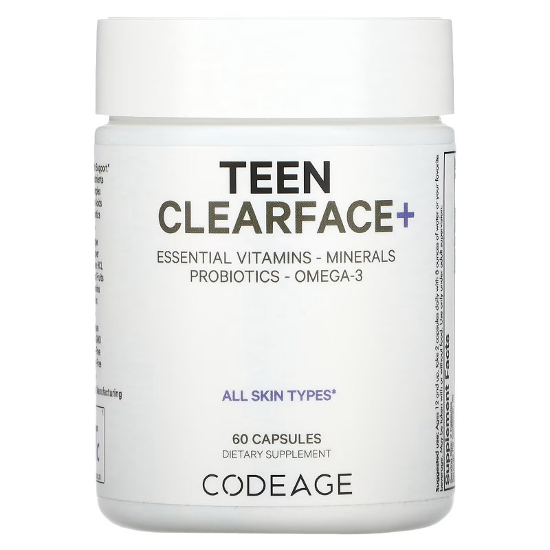 Codeage, Teen Clearface Vitamins, для всех типов кожи, 60 капсул