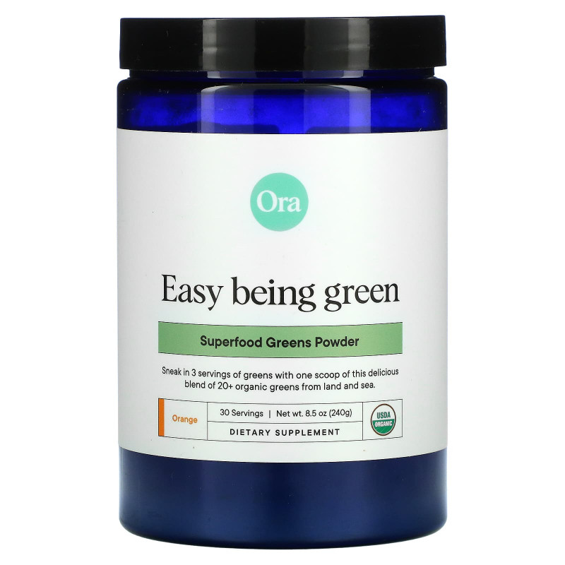 Ora, Easy Being Green, порошок из суперфудов зелени, апельсин, 240 г (8,5 унций)