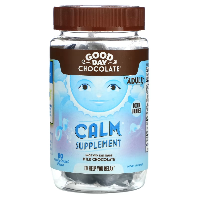 Good Day Chocolate, Calm Supplement, For Adults, 80 Candy Coated Pieces