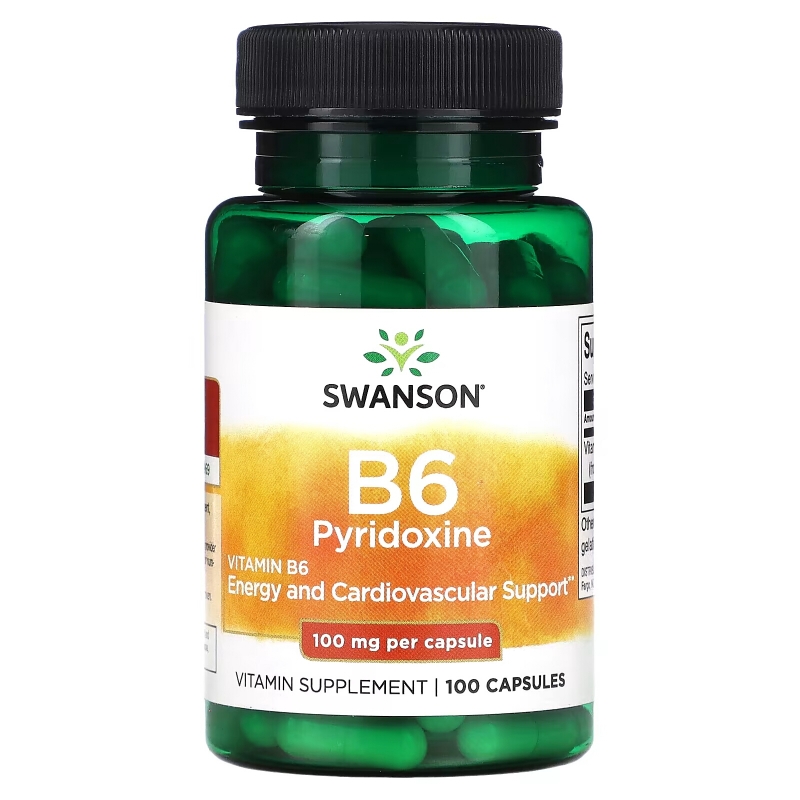 Swanson, B6 Pyridoxine, 100 mg, 100 Capsules