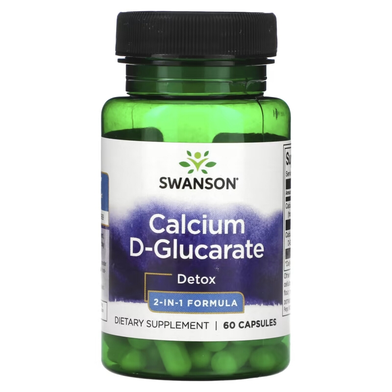 Swanson, Calcium D-Glucarate, Detox, 2-In-1 Formula, 60 Capsules