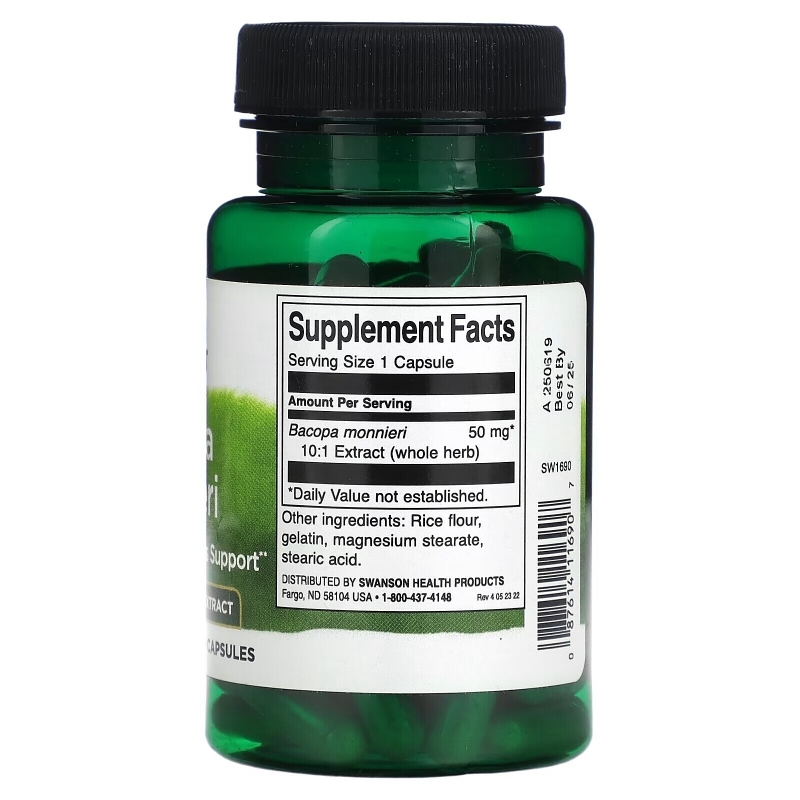 Swanson, Bacopa Monnieri, 50 mg Per Capsule, 90 Capsules