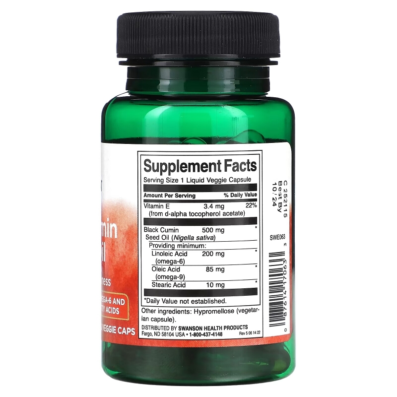 Swanson, Black Cumin Seed Oil, 500 mg, 60 Liq Veggie Caps