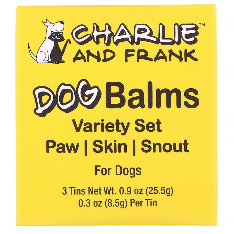 Charlie and Frank, набор бальзамов для собак, для лап, кожи и носа, 3 баночки по 8,5 г (0,3 унции)